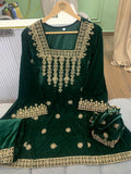 Article 1180 – Pure Velvet Cord Set with Potli | Premium Embroidered Velvet Set