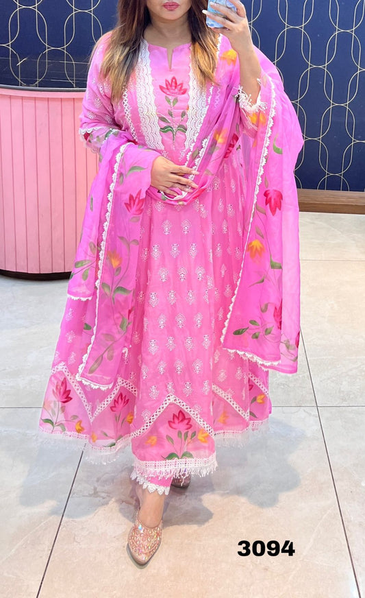 Rutba Khan 3094 – Designer Anarkali Suit | Schiffli Cotton & Organza