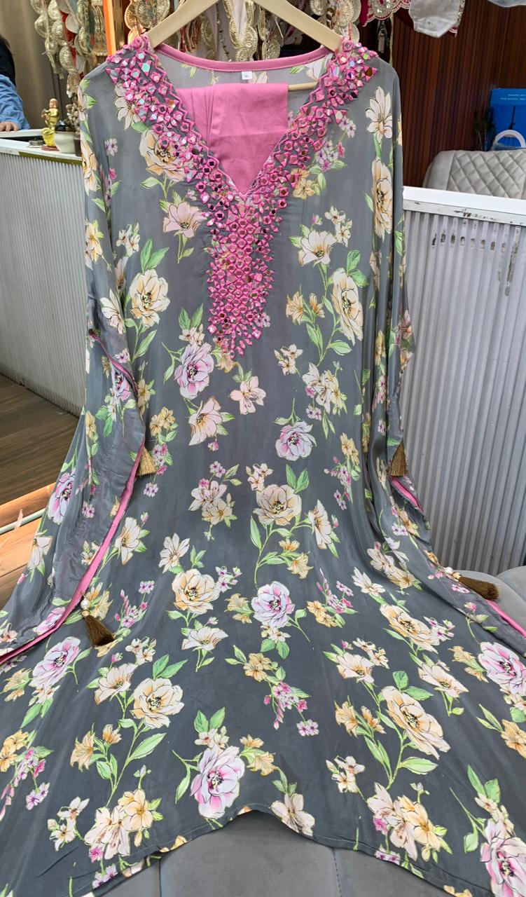 Article 1596 – Pure Crepe Digital Printed Suit | Sizes L to 3XL