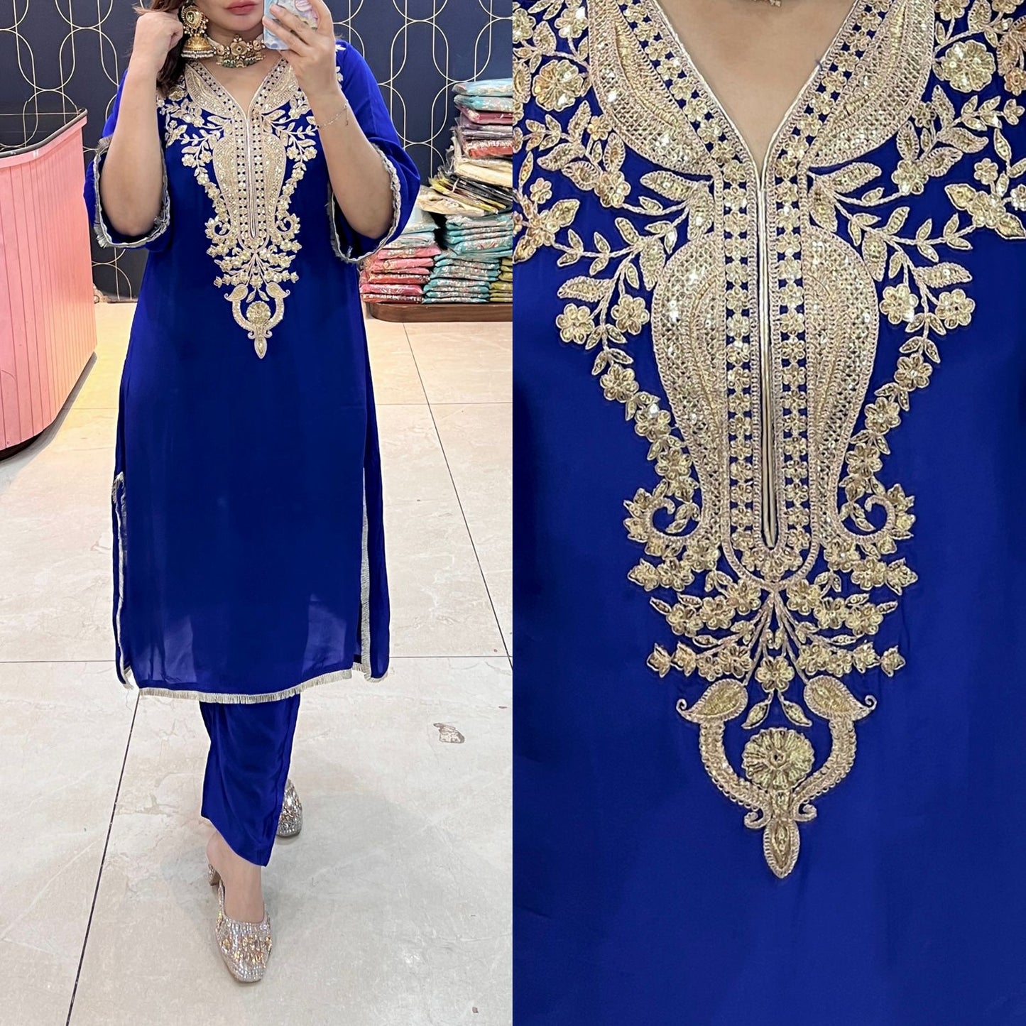 Article 1950 – Pure Crepe Pakistani Cord Set with Embroidery | Urban Closet