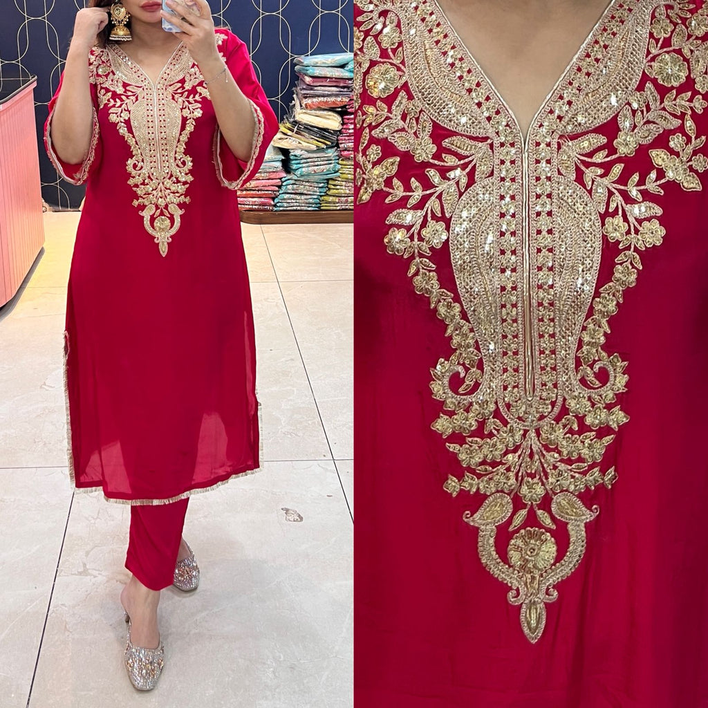 Article 1950 – Pure Crepe Pakistani Cord Set with Embroidery | Urban Closet
