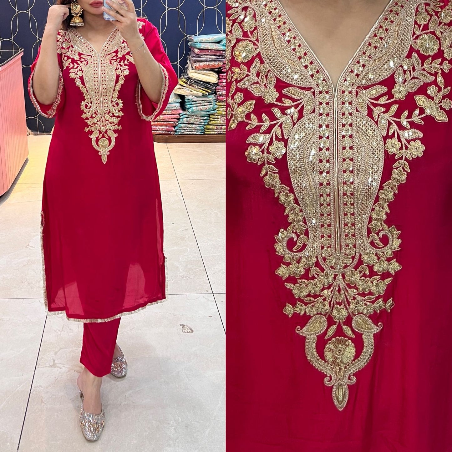 Article 1950 – Pure Crepe Pakistani Cord Set with Embroidery | Urban Closet