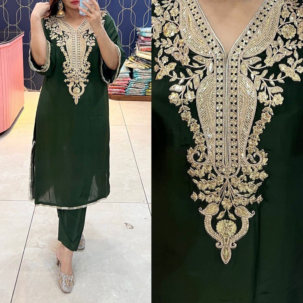 Article 1950 – Pure Crepe Pakistani Cord Set with Embroidery | Urban Closet