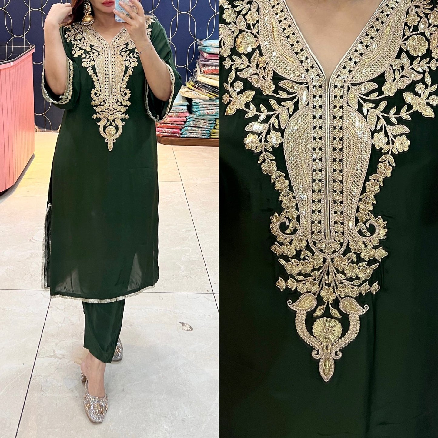 Article 1950 – Pure Crepe Pakistani Cord Set with Embroidery | Urban Closet