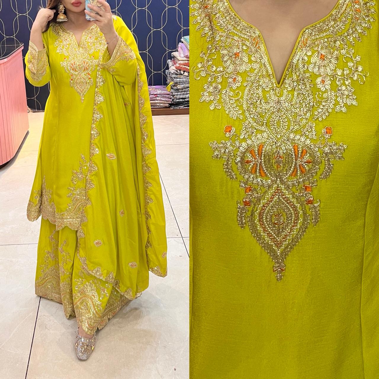 Article 1872 | Chinon Fabric Anarkali Suit with Dupatta | Zari Work Ethnic Wear