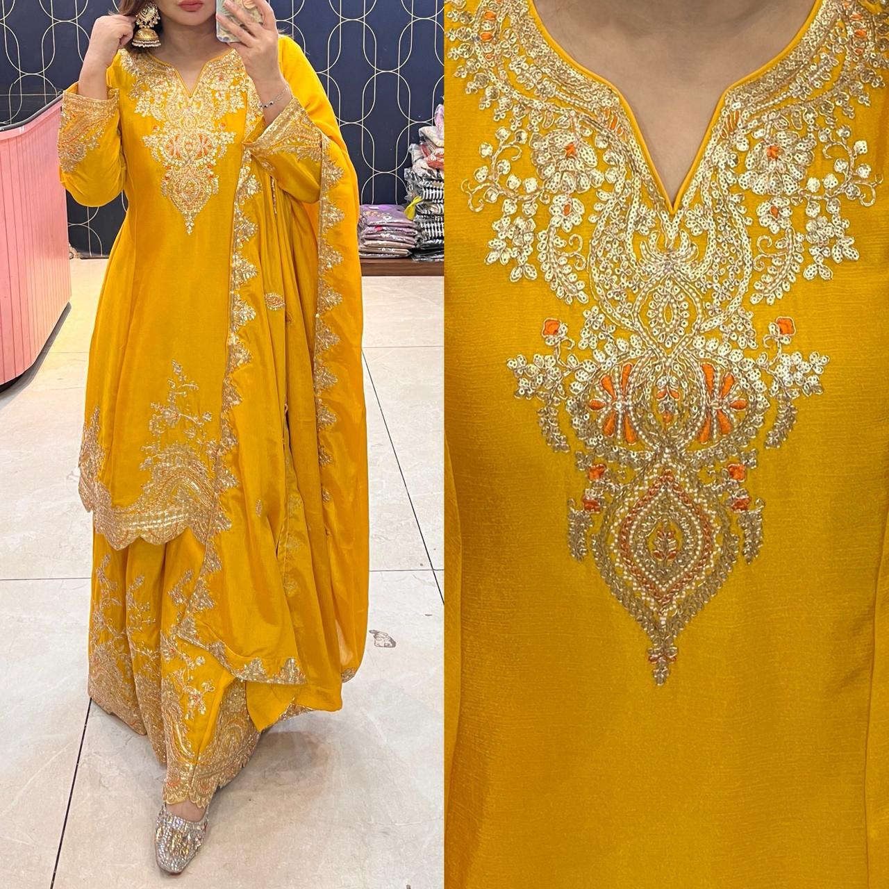 Article 1872 | Chinon Fabric Anarkali Suit with Dupatta | Zari Work Ethnic Wear