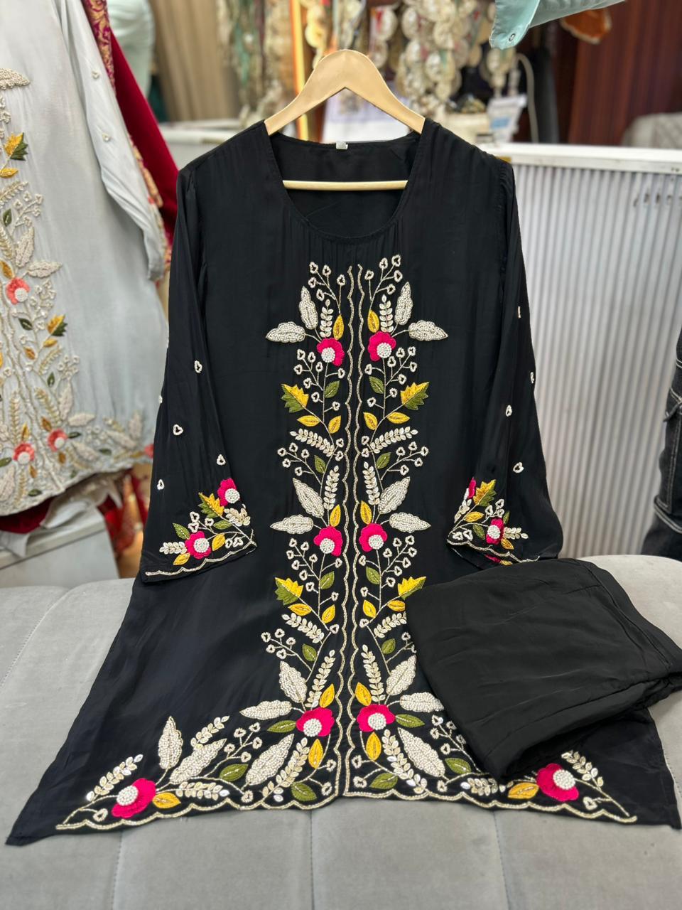Article 1856 | Pure Crepe Handwork Sherwani Style Cord Set (Sizes 40–46)