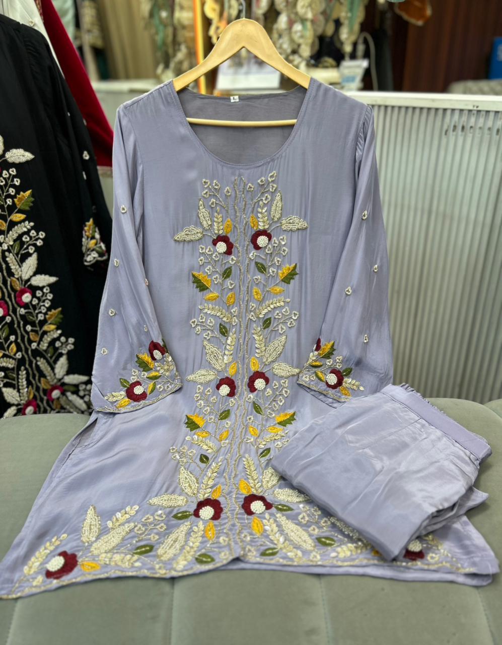 Article 1856 | Pure Crepe Handwork Sherwani Style Cord Set (Sizes 40–46)