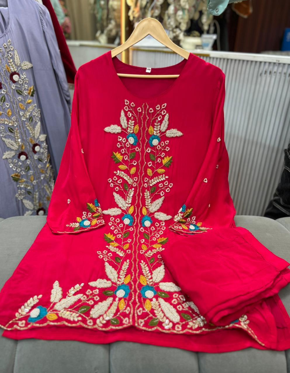 Article 1856 | Pure Crepe Handwork Sherwani Style Cord Set (Sizes 40–46)