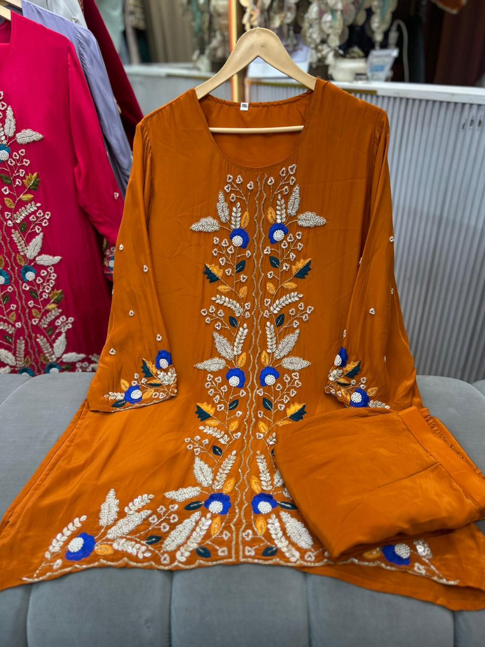 Article 1856 | Pure Crepe Handwork Sherwani Style Cord Set (Sizes 40–46)