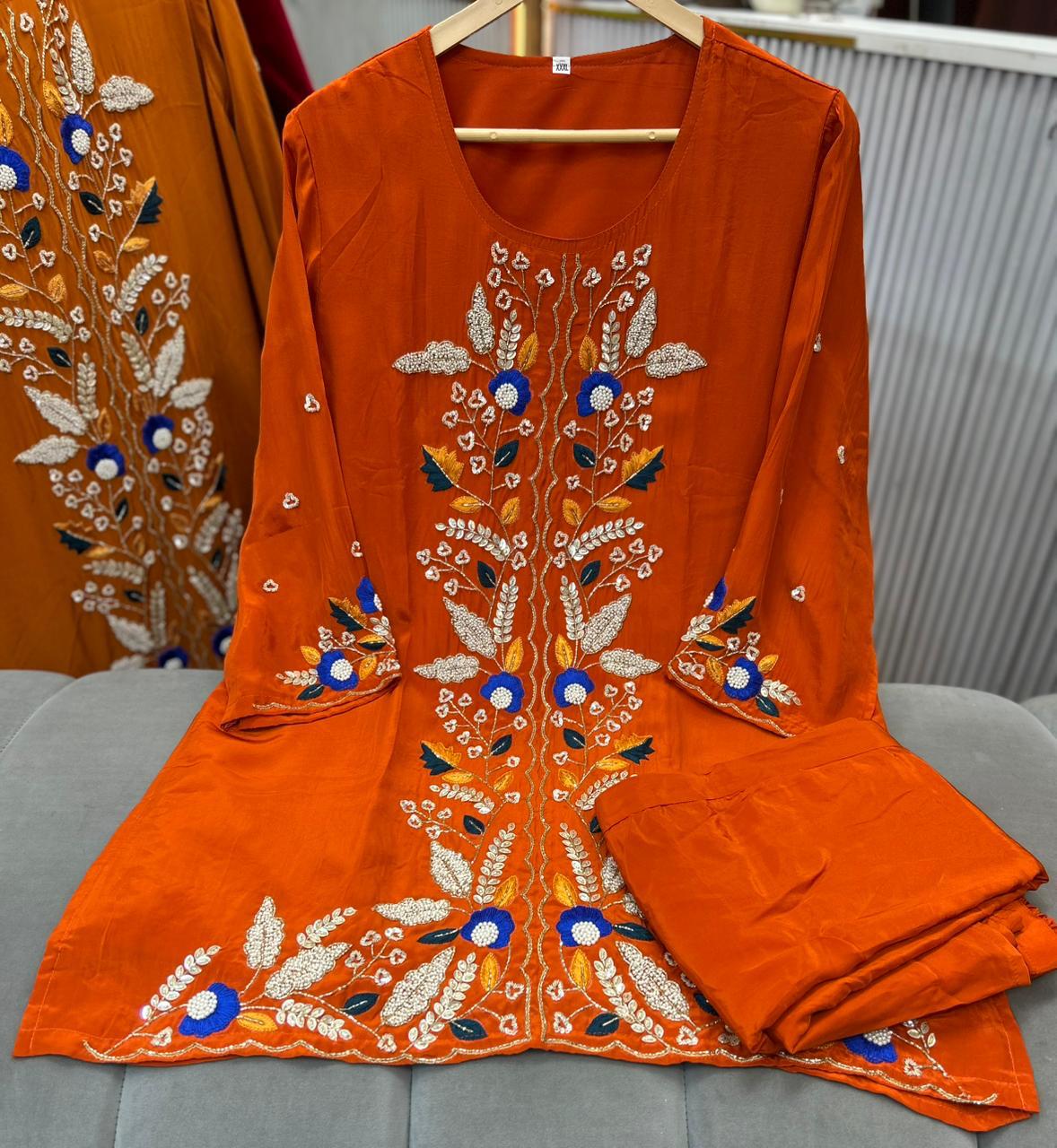 Article 1856 | Pure Crepe Handwork Sherwani Style Cord Set (Sizes 40–46)