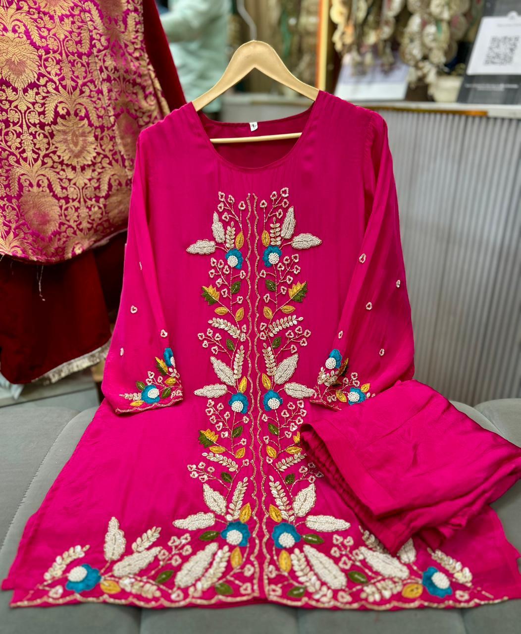 Article 1856 | Pure Crepe Handwork Sherwani Style Cord Set (Sizes 40–46)