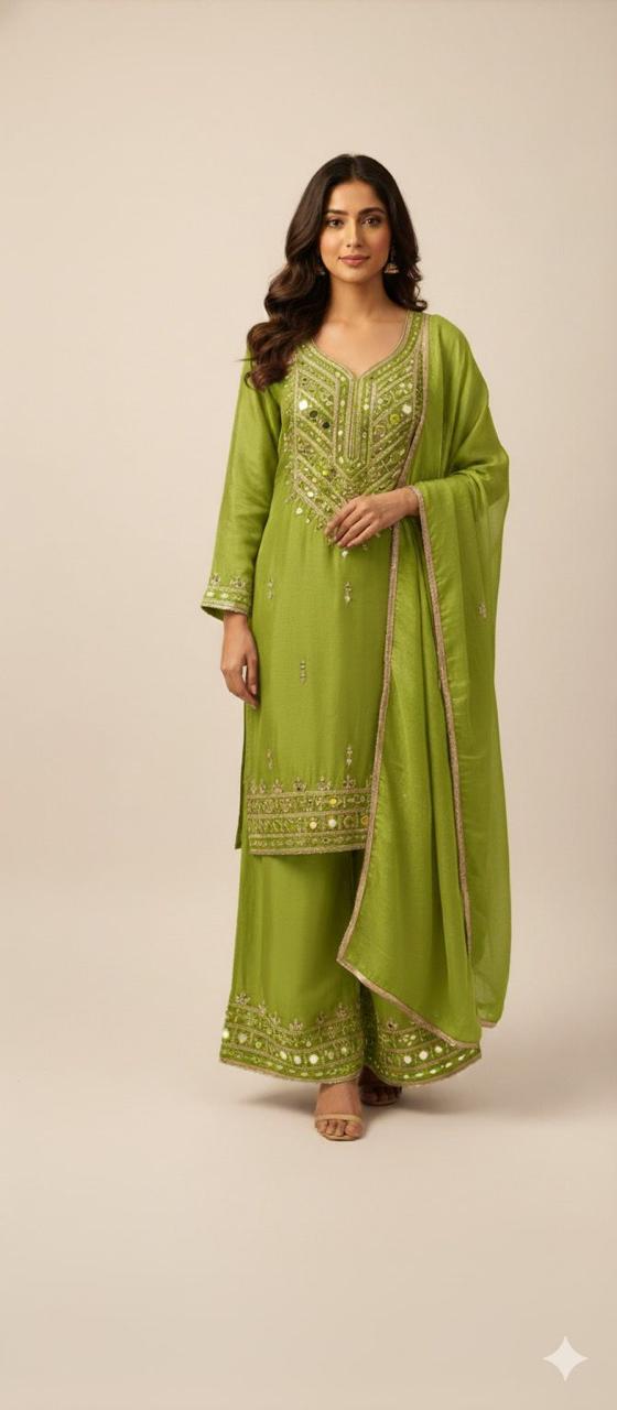 Article 1848 | Tissue Shimmer Heavy Real Mirror Sharara Suit with Mirror Dupatta