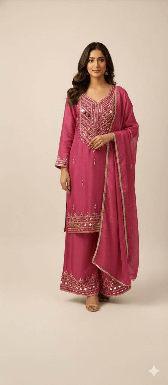 Article 1848 | Tissue Shimmer Heavy Real Mirror Sharara Suit with Mirror Dupatta