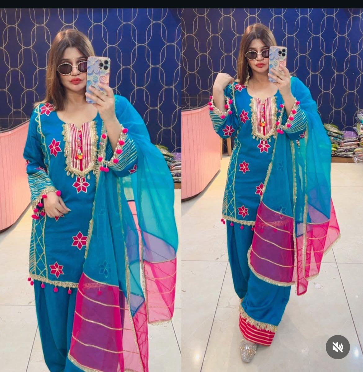 Article 1884 | Cotton Silk Farshi Salwar Suit with Gotta Patti Work