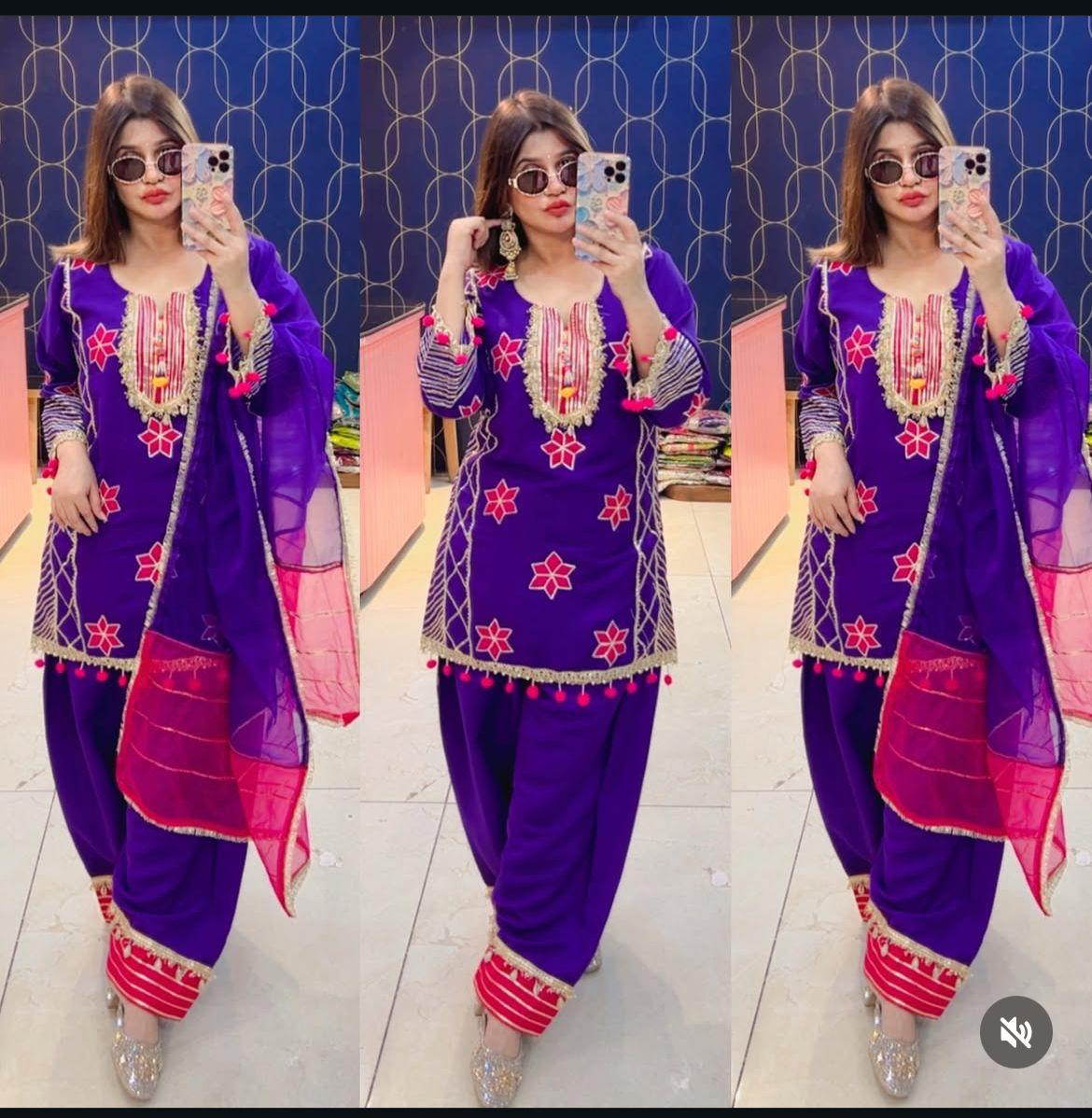 Article 1884 | Cotton Silk Farshi Salwar Suit with Gotta Patti Work