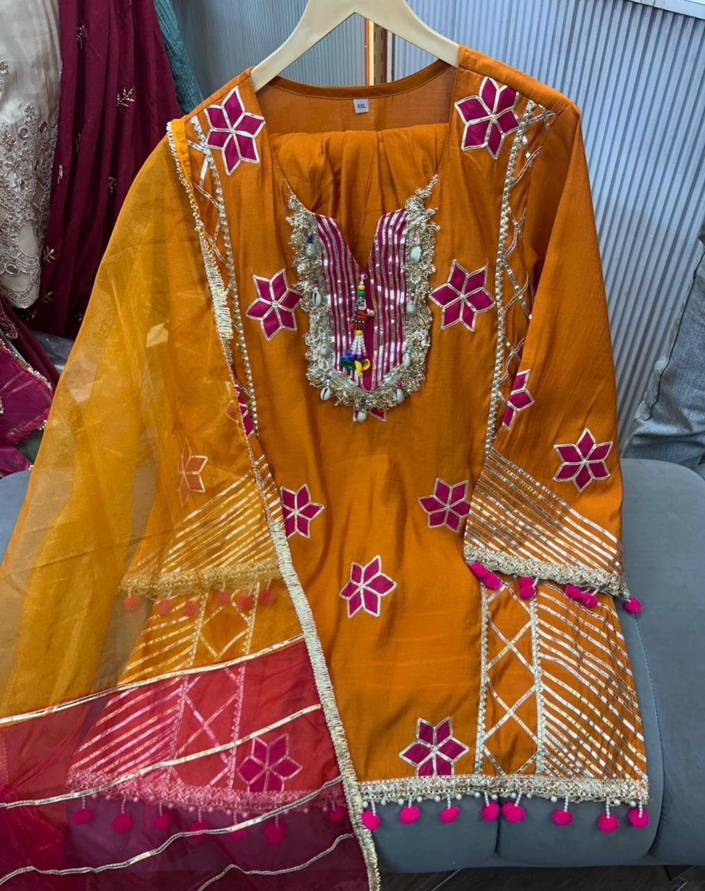 Article 1884 | Cotton Silk Farshi Salwar Suit with Gotta Patti Work