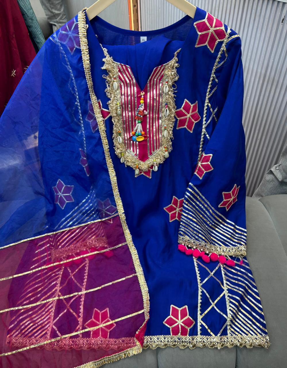 Article 1884 | Cotton Silk Farshi Salwar Suit with Gotta Patti Work