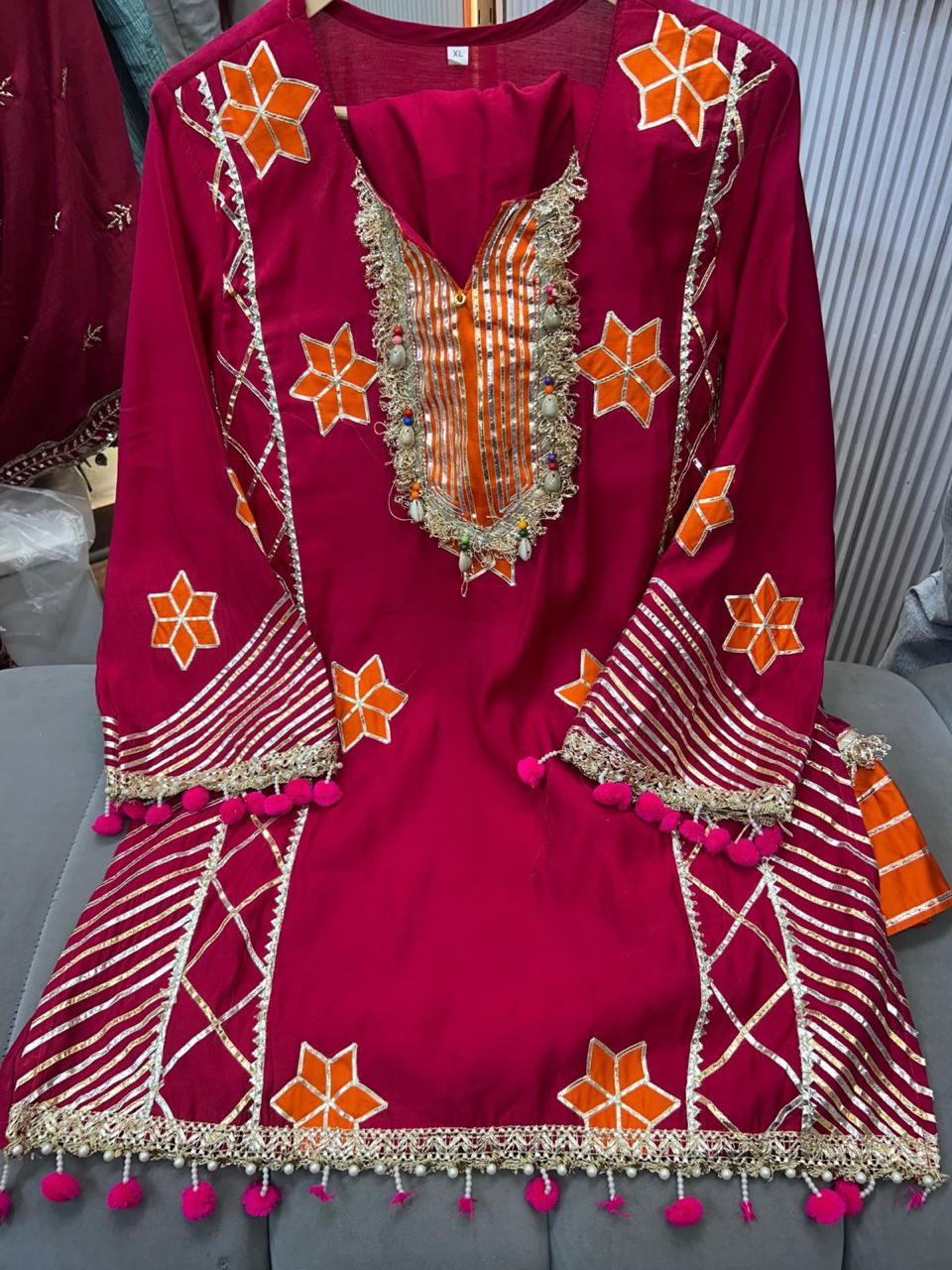 Article 1884 | Cotton Silk Farshi Salwar Suit with Gotta Patti Work