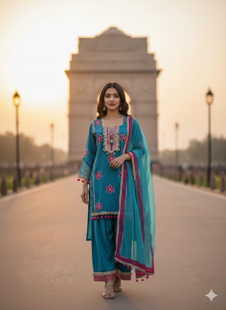 Article 1884 | Cotton Silk Farshi Salwar Suit with Gotta Patti Work