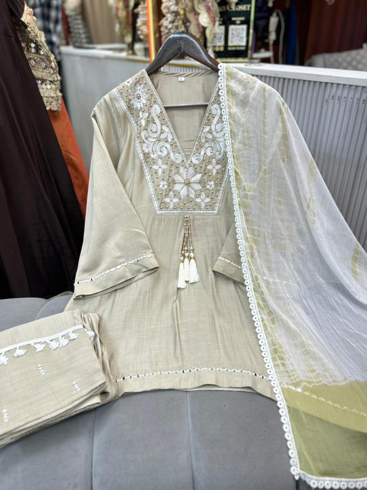 Article 1938 – Embroidered Cord Set with Chiffon Dupatta | Elegant Ethnic Wear | Sizes 40–46