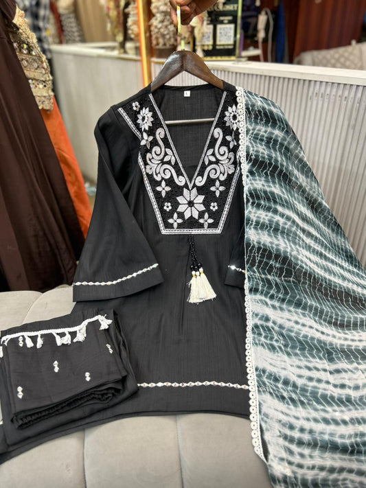 Article 1938 – Embroidered Cord Set with Chiffon Dupatta | Elegant Ethnic Wear | Sizes 40–46