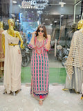 Printed Long Dress with original mirror work