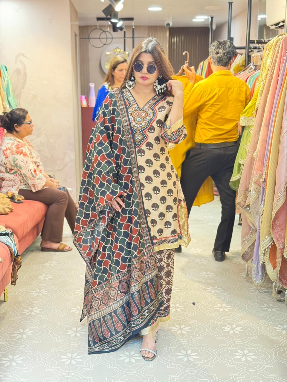 Russian Silk Printed Co-ord set with duppata