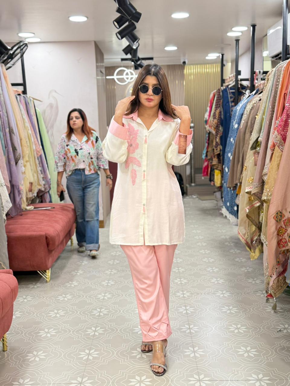 Denim Cotton Silk Co-ord Set