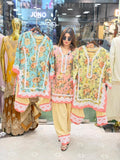 Printed cotton co-ord set with farshi salwar