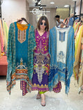 Article 1826 – Pure Crepe Digital Printed Kaftan With Gotta Patti & Real Mirror Work