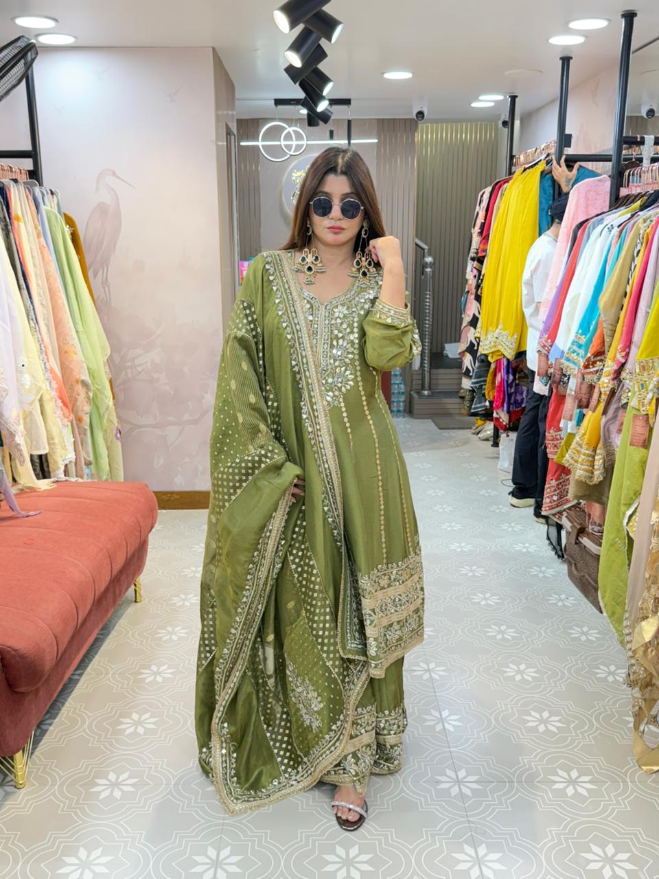 Anarkali with zari work