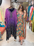 Article 1596 – Pure Crepe Bandhani Ombre Kaftan | Sizes L to 3XL