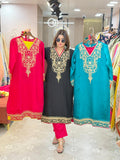 Article 1095 – Pakistani Cotton Silk Embroidered Co-ord Set With Potli