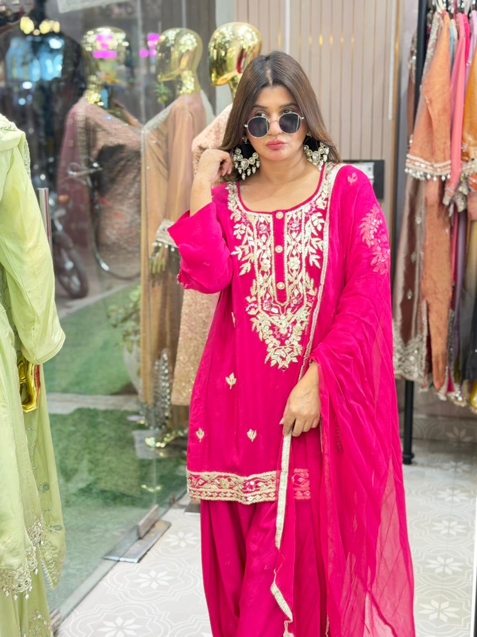 Natural Crepe Co-ord set with farshi salwar and gotta work..