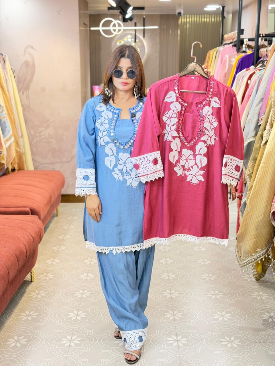 Farshi Salwar Co-ord set with original mirror work