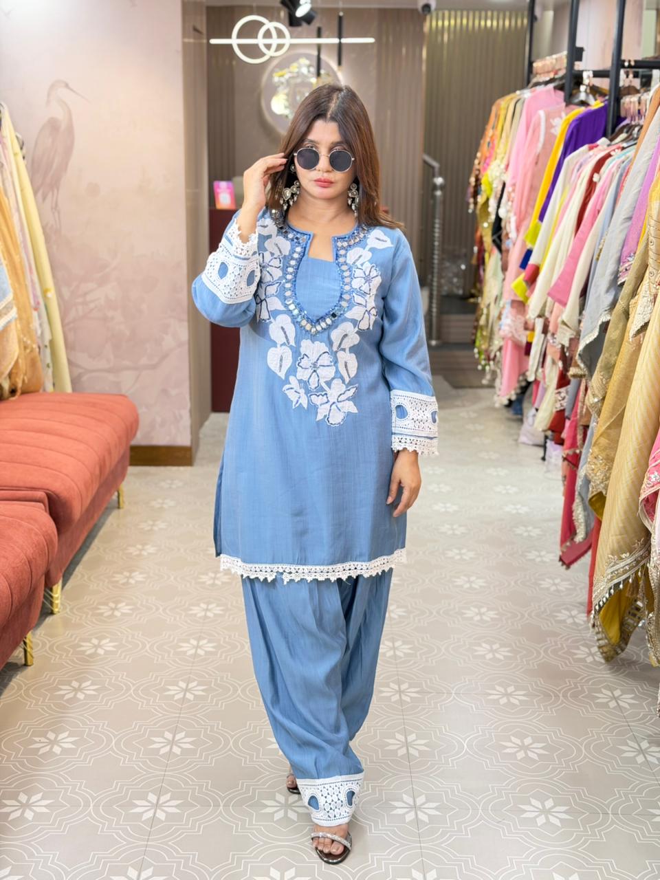 Farshi Salwar Co-ord set with original mirror work