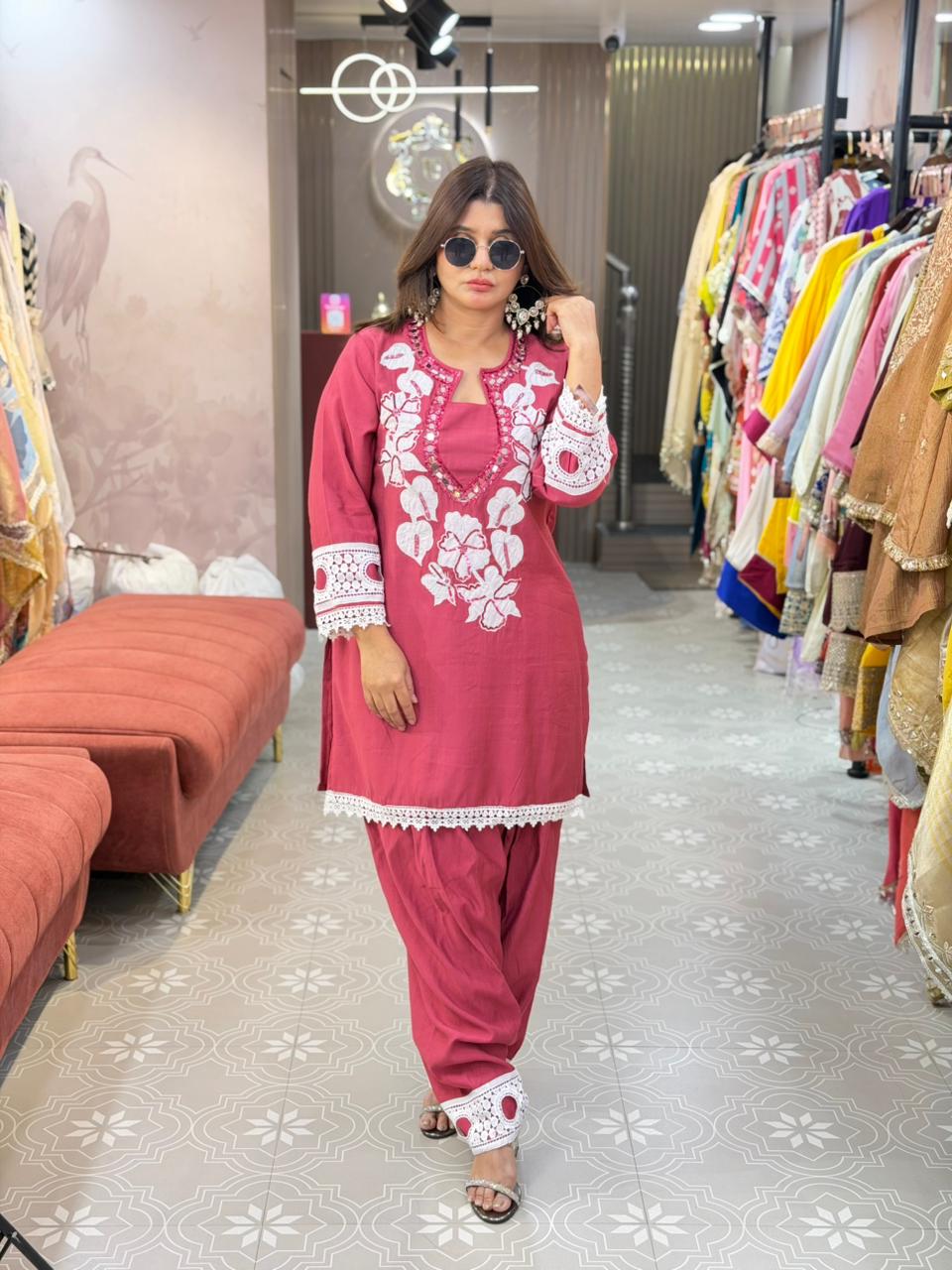 Farshi Salwar Co-ord set with original mirror work