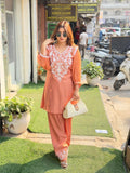 chiffon sleeves coord set with handwork