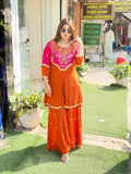 Short shirt crepe coord with original mirror work and sharara