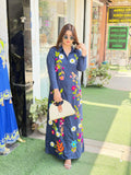 Denim Long Dress with embroidery