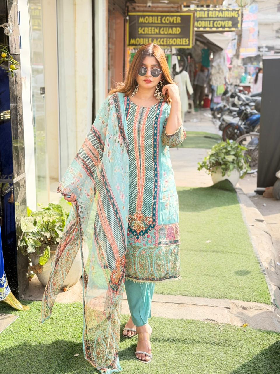 Digital Print Crepe Suit with Dupatta