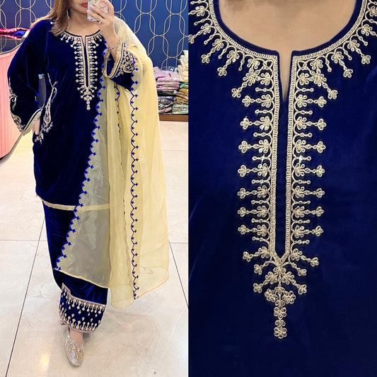 Article 1946 – Premium Velvet Farshi Salwar Suit with Zari Work | Sizes 38–46