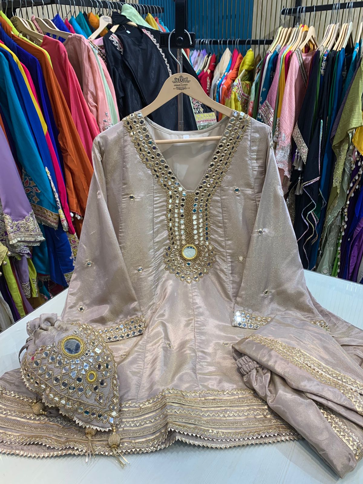 ✨ Article 1765 – Pure Glass Tissue Shimmer Dhoti Co-ord Set ✨