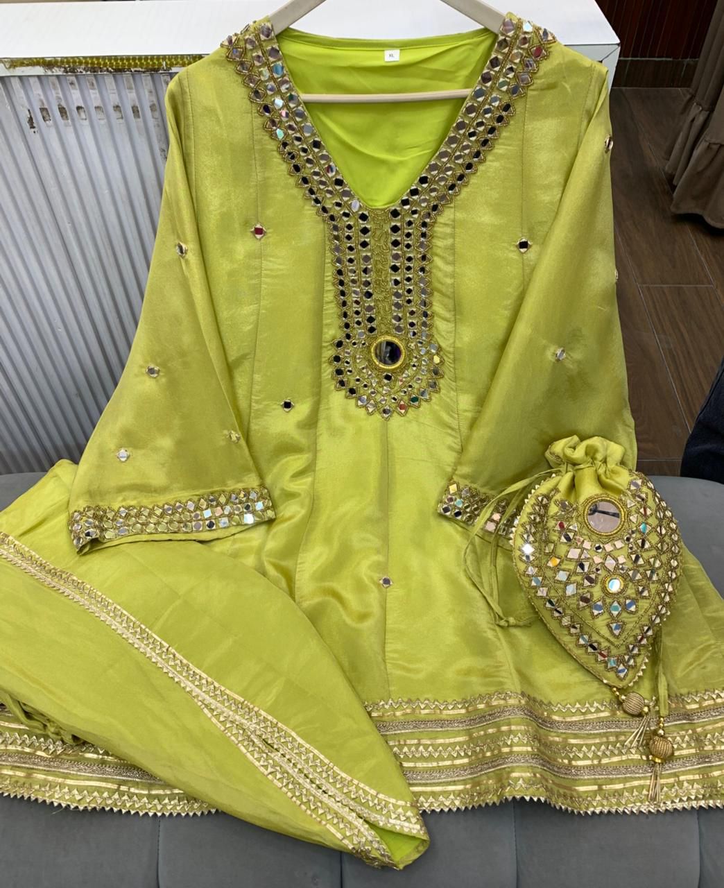 ✨ Article 1765 – Pure Glass Tissue Shimmer Dhoti Co-ord Set ✨