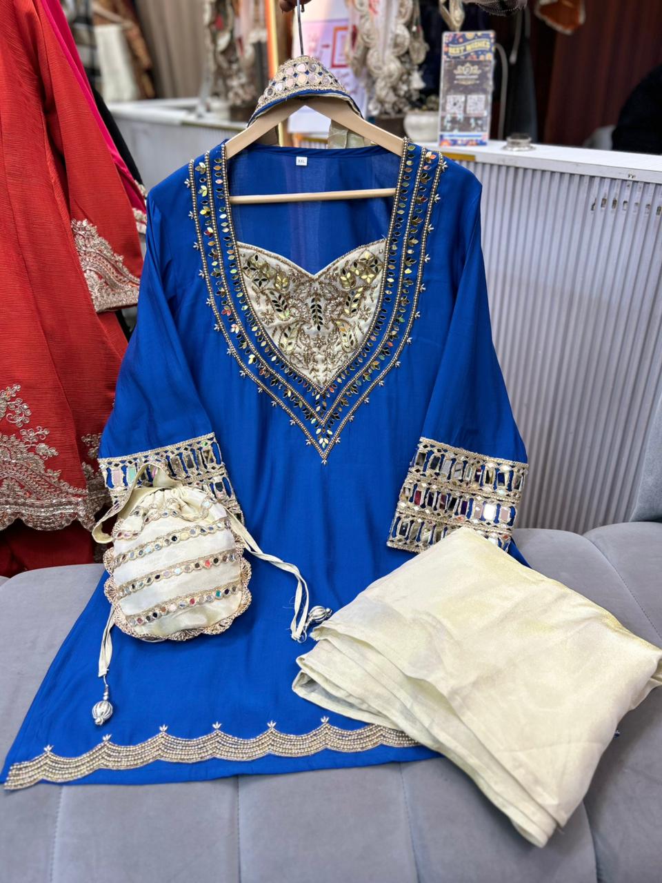 Article 1824 – Cotton Silk Party Wear Co-ord Set | Sizes L to 3XL