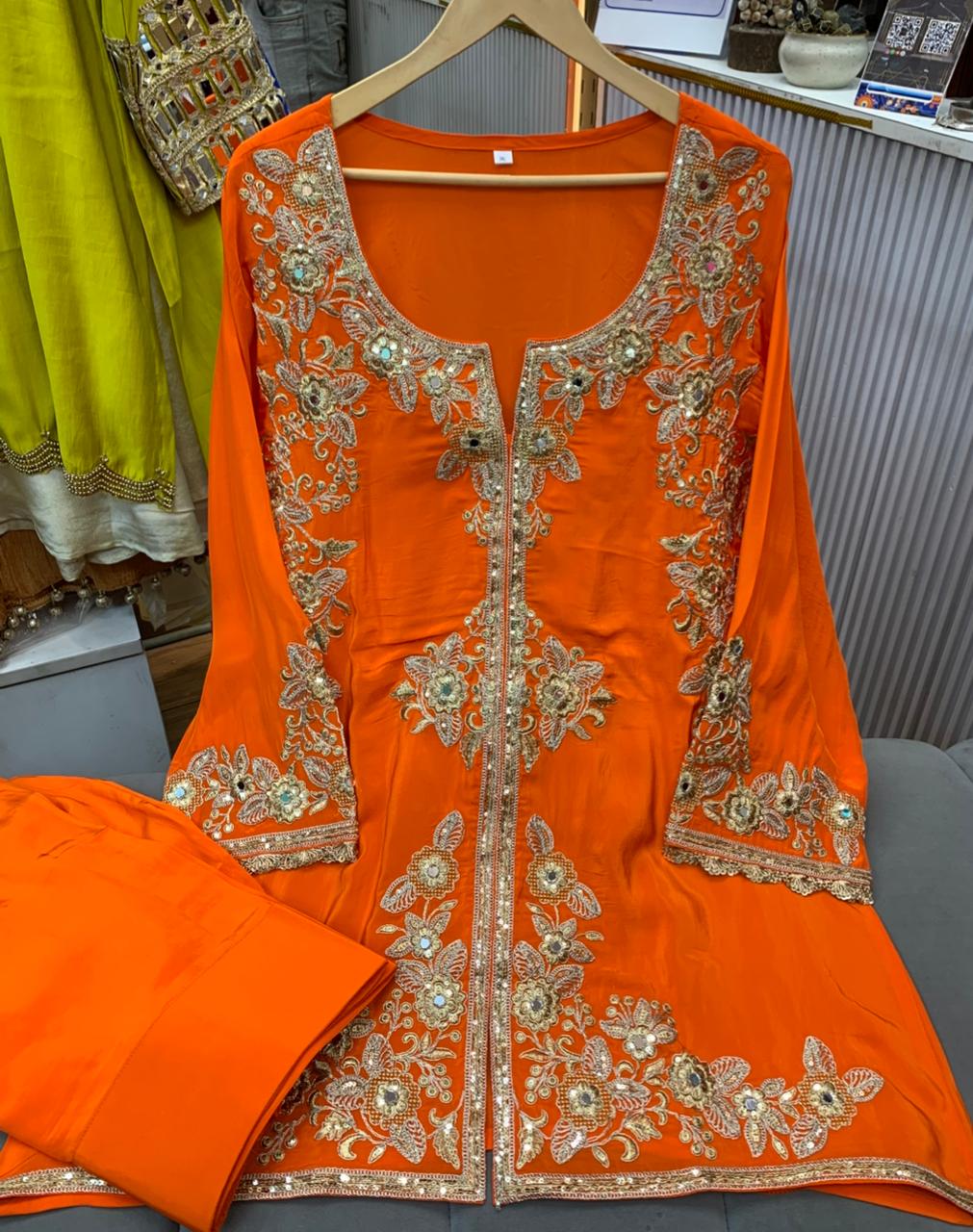 Article 1956 | Pure Crepe Farshi Salwar with Short Kurti | Premium Ethnic Wear