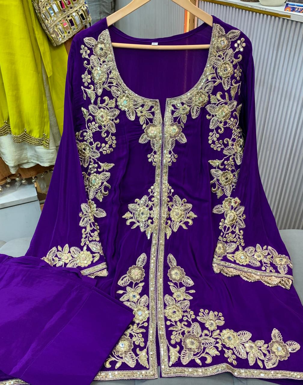 Article 1956 | Pure Crepe Farshi Salwar with Short Kurti | Premium Ethnic Wear