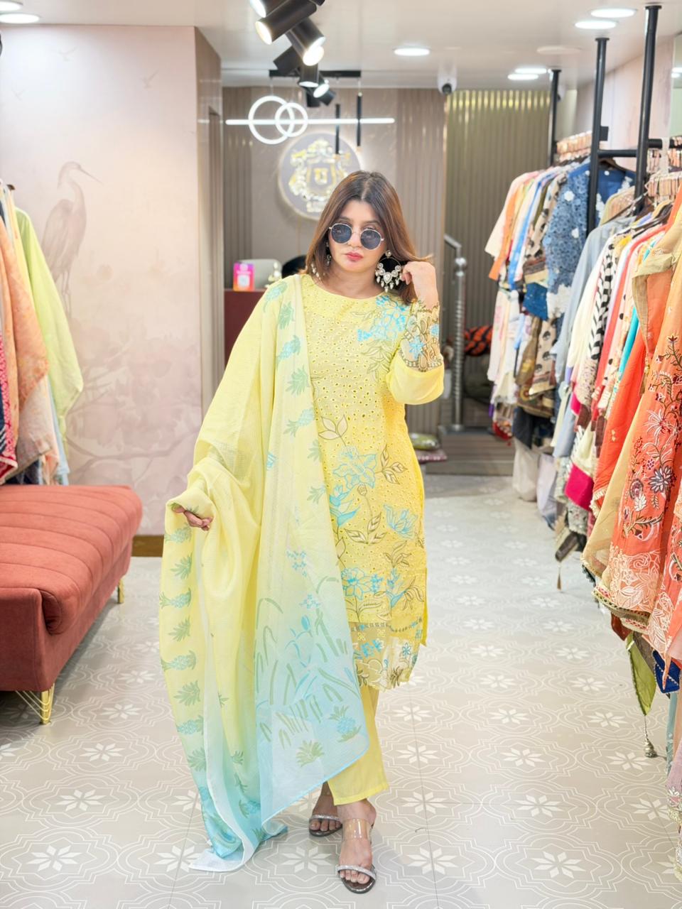 Buy Elegant Pure Cotton Pakistani Suit Online – Designer Dupatta & Beautiful Embroidery | Sizes 40-46