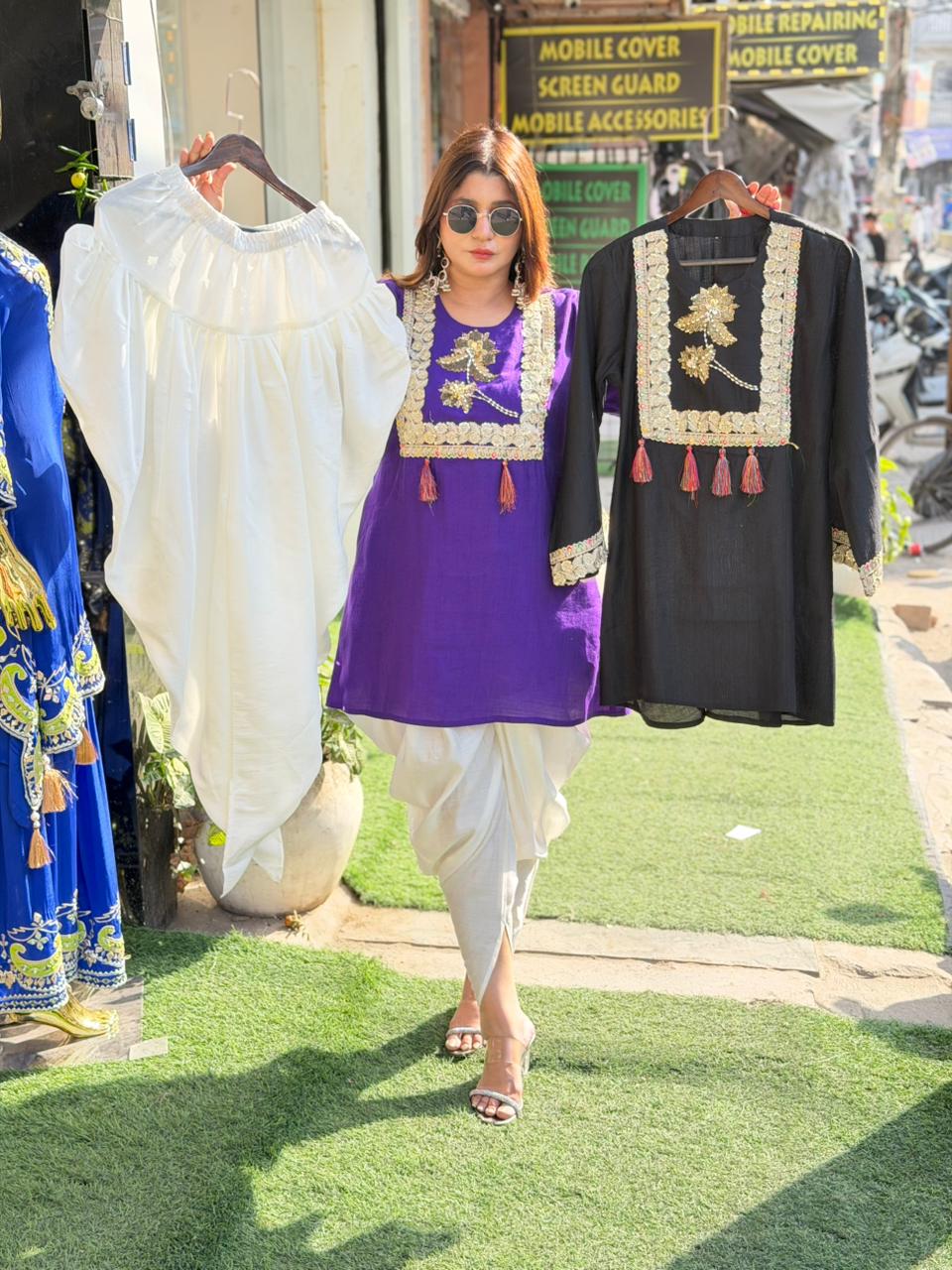 Rutba Khan 2953 – Designer Kurti With Tulip Pants | Lace & Handwork | Sizes 40–46 | Urban Closet